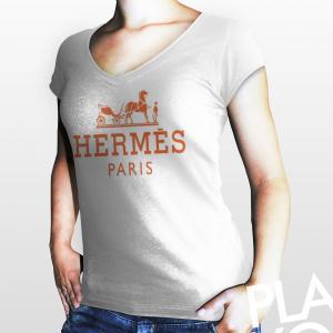 Hermes Paris Women White Gildan T-shirt