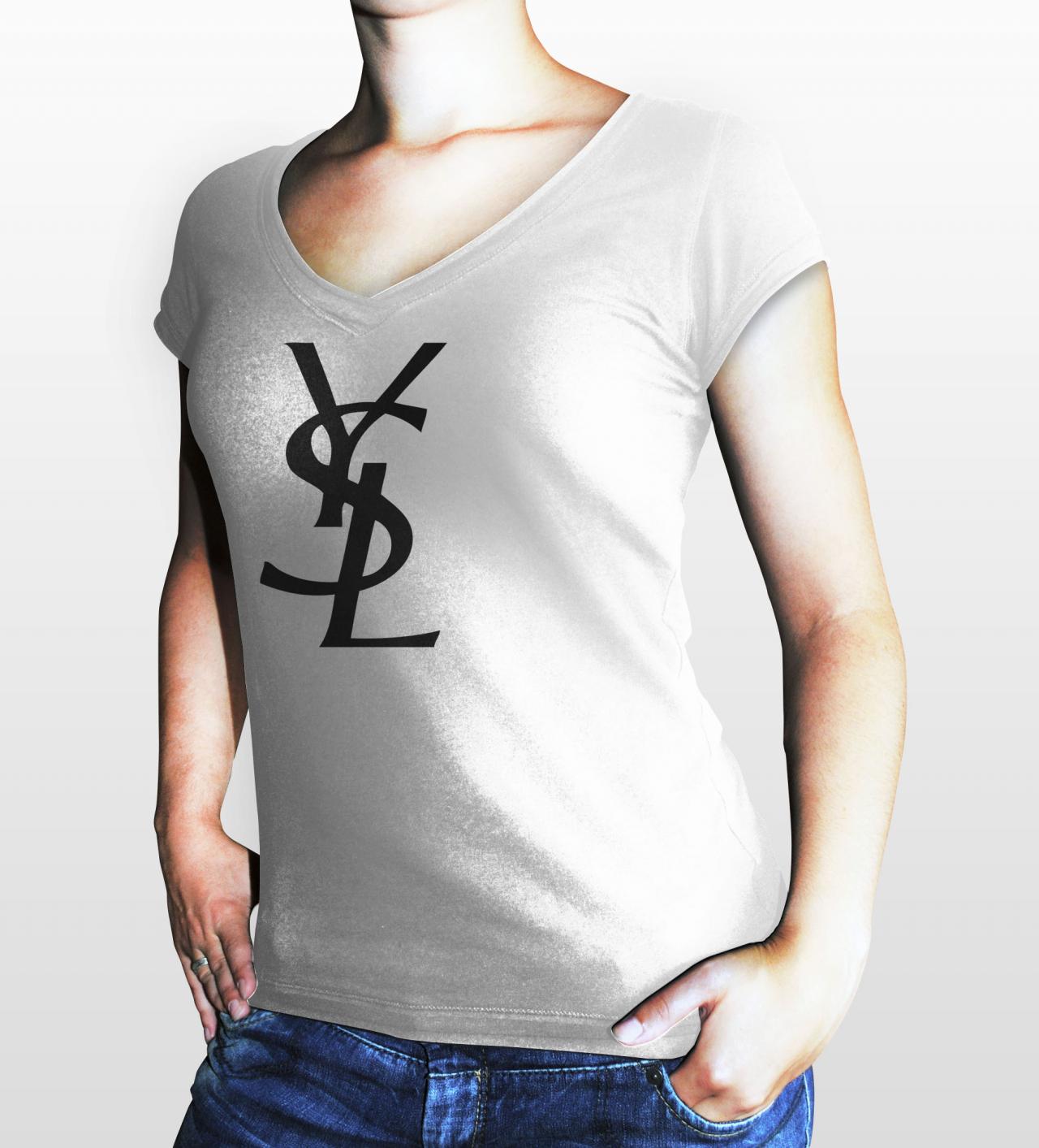 Ysl Yves Saint Laurent Paris Women White Gildan T Shirt On Luulla