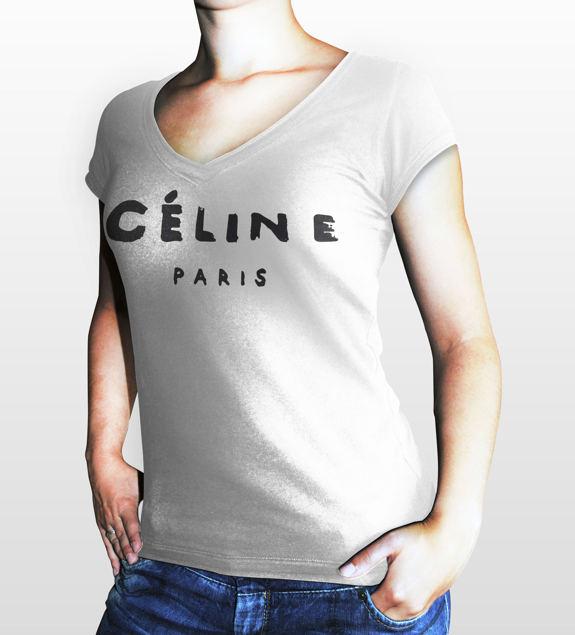 Celine Paris Women White Gildan Tshirt on Luulla